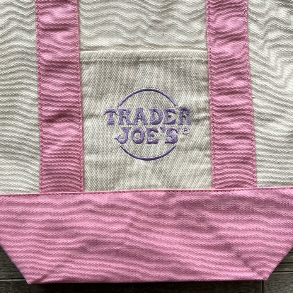 NWT Trader Joe’s Mini Pastel Canvas Tote Bag - Picture 2 of 4